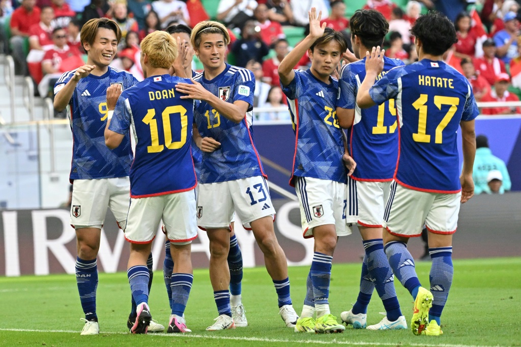 بلغت اليابان ثمن نهائي كأس آسيا بفوزها على إندونيسيا 3-1 في 24 كانون الثاني/يناير 2024 (ا ف ب)