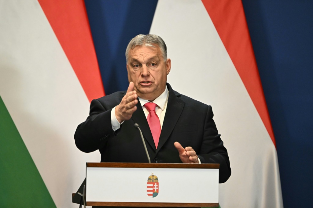 رئيس الوزراء المجري فيكتور اوربان في 16 كانون الثاني/يناير 2024 في بودابست. (أ ف ب)   