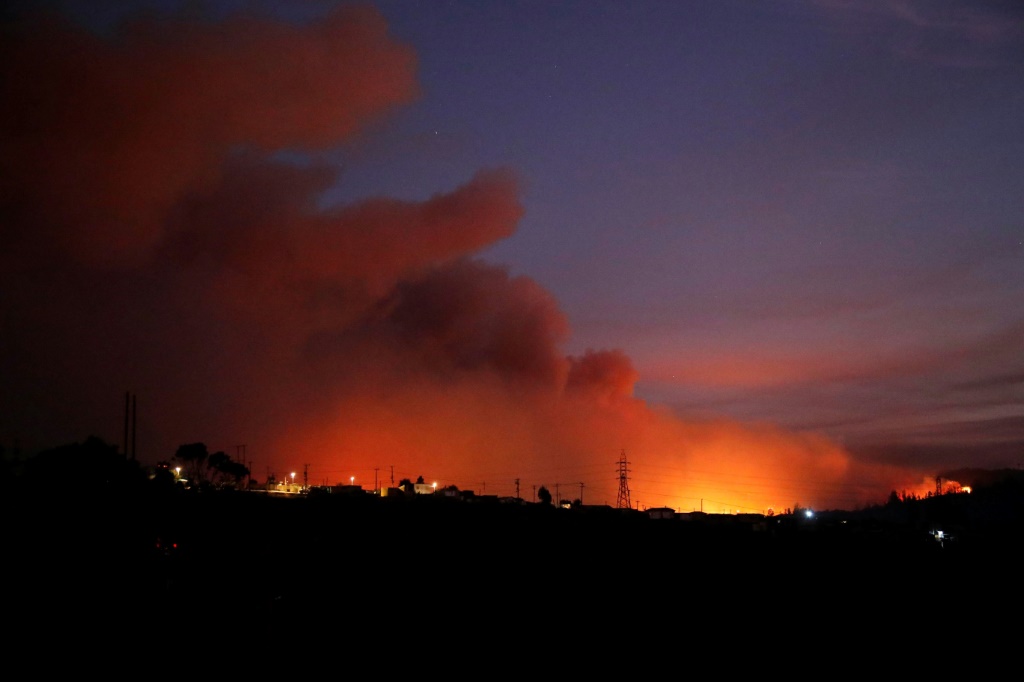 تصاعد الدخان جراء حرائق الغابات في فينيا ديل مار، في الثاني من شباط/فبراير 2024 (ا ف ب)
