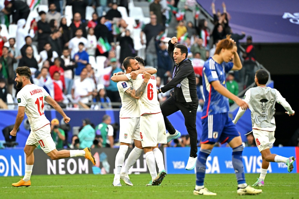 فازت إيران على اليابان للمرة الأولى في كأس آسيا وبلغت نصف النهائي (ا ف ب)