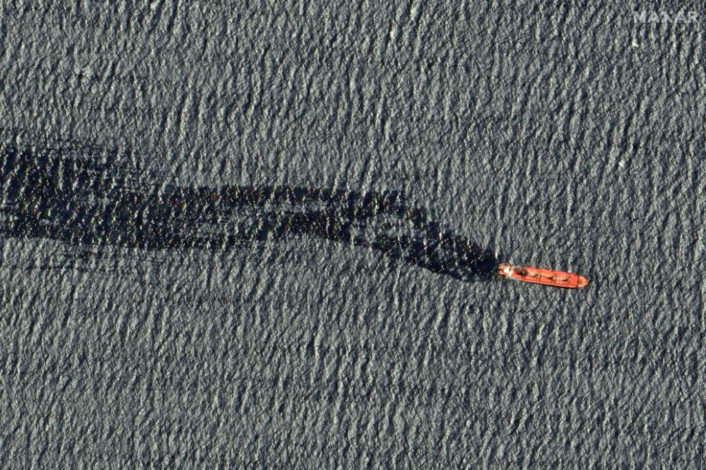 صورة ملتقطة من الأقمار الاصطناعية للسفينة روبيمار، موزعة في الأول من آذار مارس 2024 (ا ف ب)