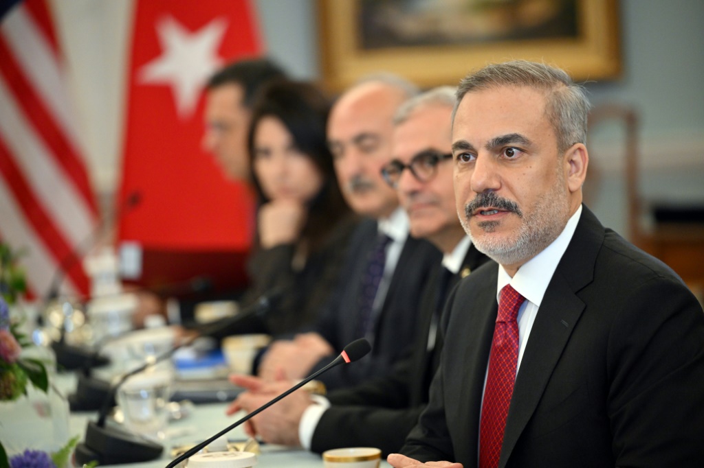 وزير الخارجية التركي هاكان فيدان في واشنطن بتاريخ 8 آذار مارس 2024 (ا ف ب)