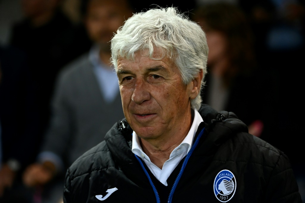 جان بييرو غاسبيريني مدرب أتالانتا الإيطالي في مواجهة مرسيليا الفرنسي ضمن نصف نهائي الدوري الأوروبي "يوروبا ليغ" لكرة القدم. 9 أيار/مايو، ملعب بيرغامو (ا ف ب)