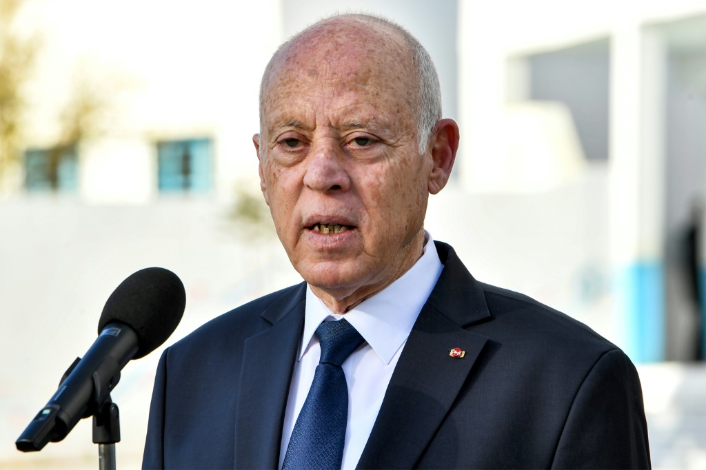 الرئيس التونسي قيس سعيد في المنيهلة بولاية أريانة قرب تونس، في 24 كانون الأول/ديسمبر 2023 (ا ف ب)