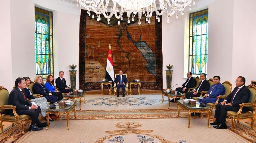 الرئيس المصري عبد الفتاح السيسي يستقبل وزير الخارجية الأميركي أنتوني بلينكن في القاهرة (موقع الرئاسة المصرية)