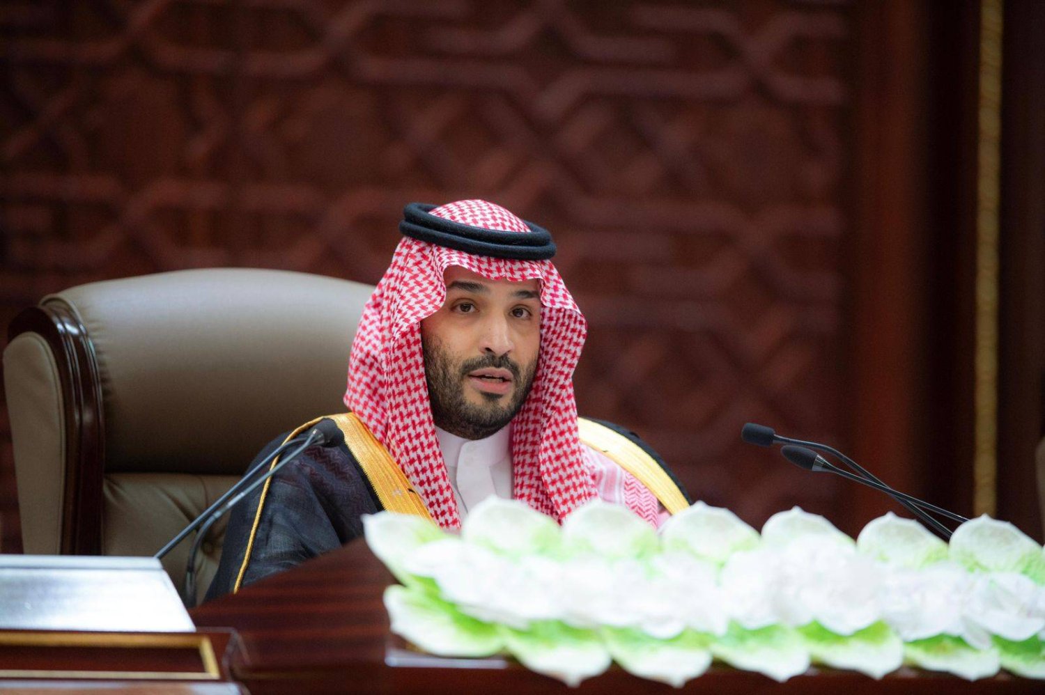 ولي العهد السعودي الأمير محمد بن سلمان لدى إلقائه الخطاب الملكي السنوي بمجلس الشورى (واس)