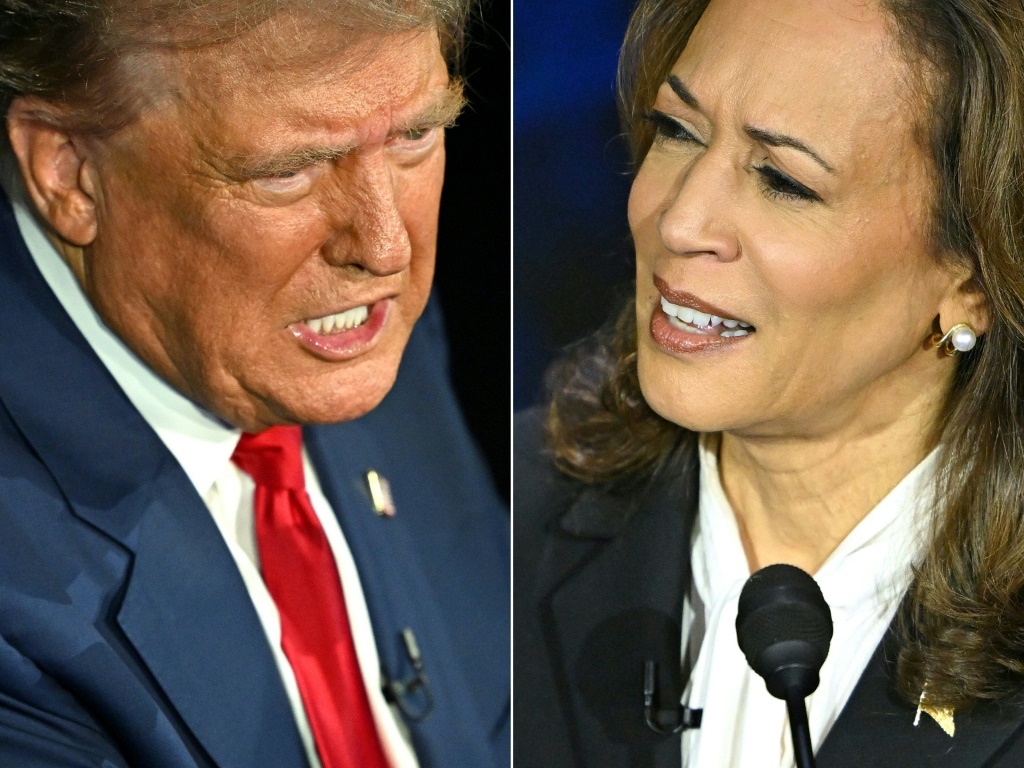 صورة مركّبة في العاشر من أيلول/سبتمبر لدونالد ترامب وكامالا هاريس (ا ف ب)