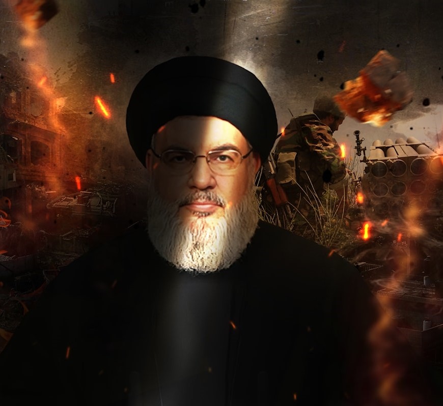 صورة للأمين العام لحزب الله حسن نصرالله بطريقة الجرافيك (مواقع التواصل)