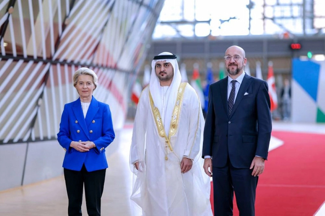 ترأّس الشيخ مكتوم بن محمد بن راشد آل مكتوم، النائب الأول لحاكم دبي نائب رئيس مجلس الوزراء وزير المالية مع قادة الاتحاد الاوروبي (وام)