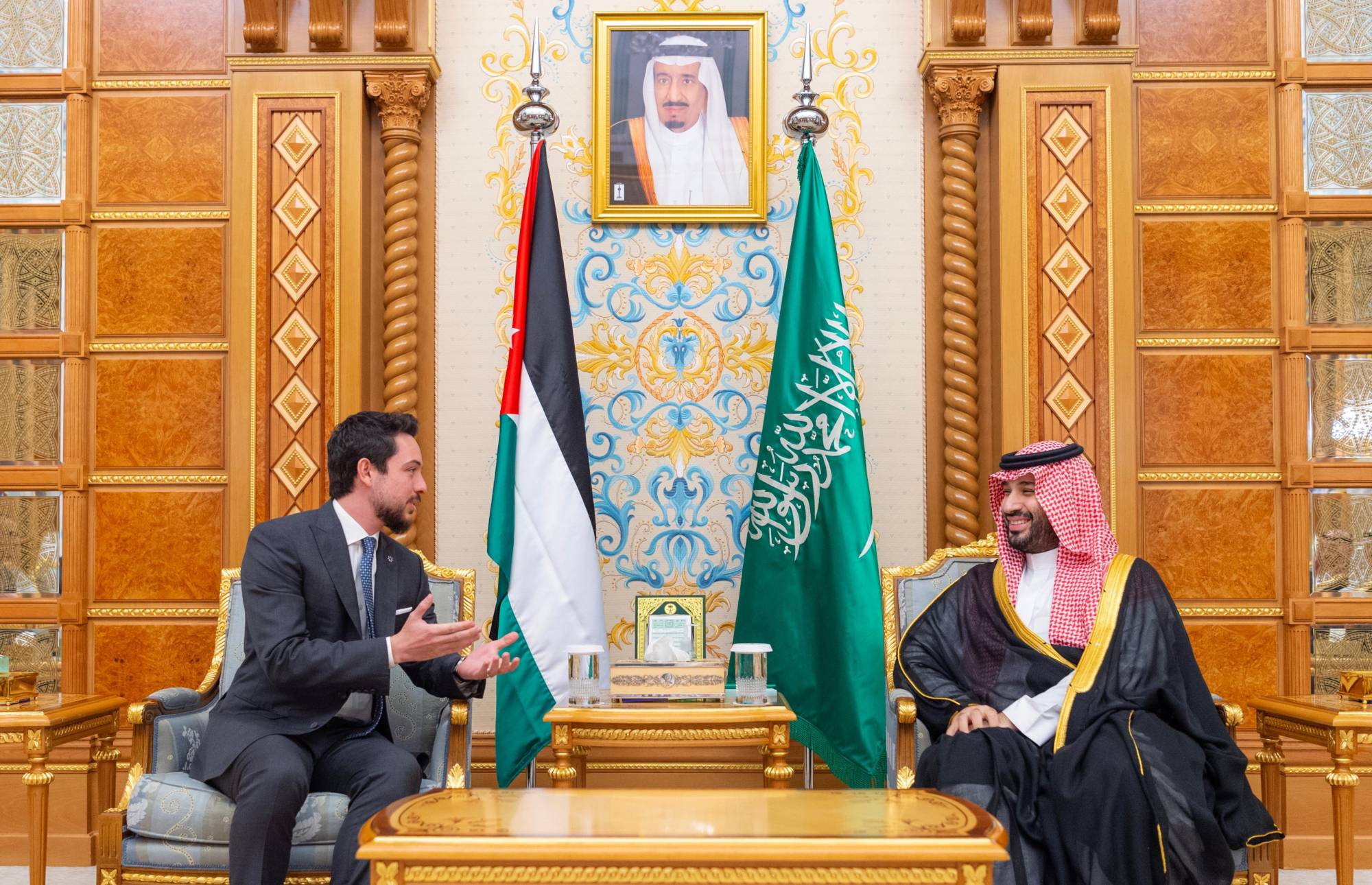 الأمير محمد بن سلمان مستقبلاً الحسين بن عبد الله الثاني في الرياض الثلاثاء (واس)