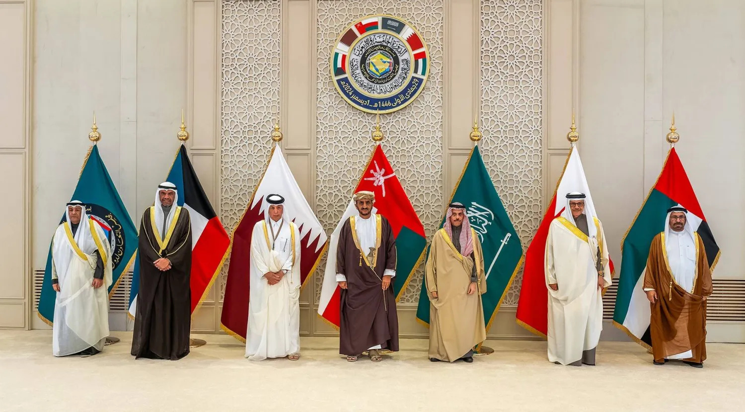 وزراء الخارجية لدول مجلس التعاون الخليجي بعد اجتماعهم في الكويت (كونا)