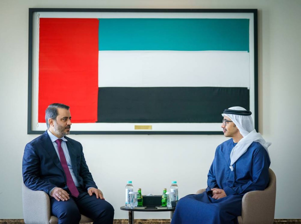    الشيخ عبدالله بن زايد آل نهيان لقائه وزير الخارجية في الحكومة السورية المؤقتة أسعد الشيباني (وام)