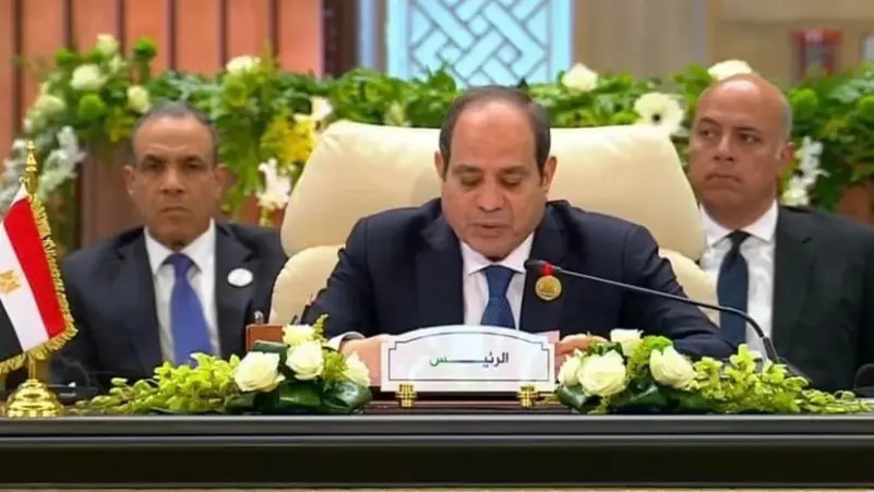الرئيس المصري عبد الفتاح السيسي القمة العربية الطارئة (لقطة شاشة)