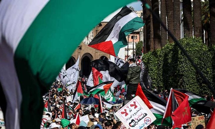 مظاهرة مغربية (اعلام فلسطيني)