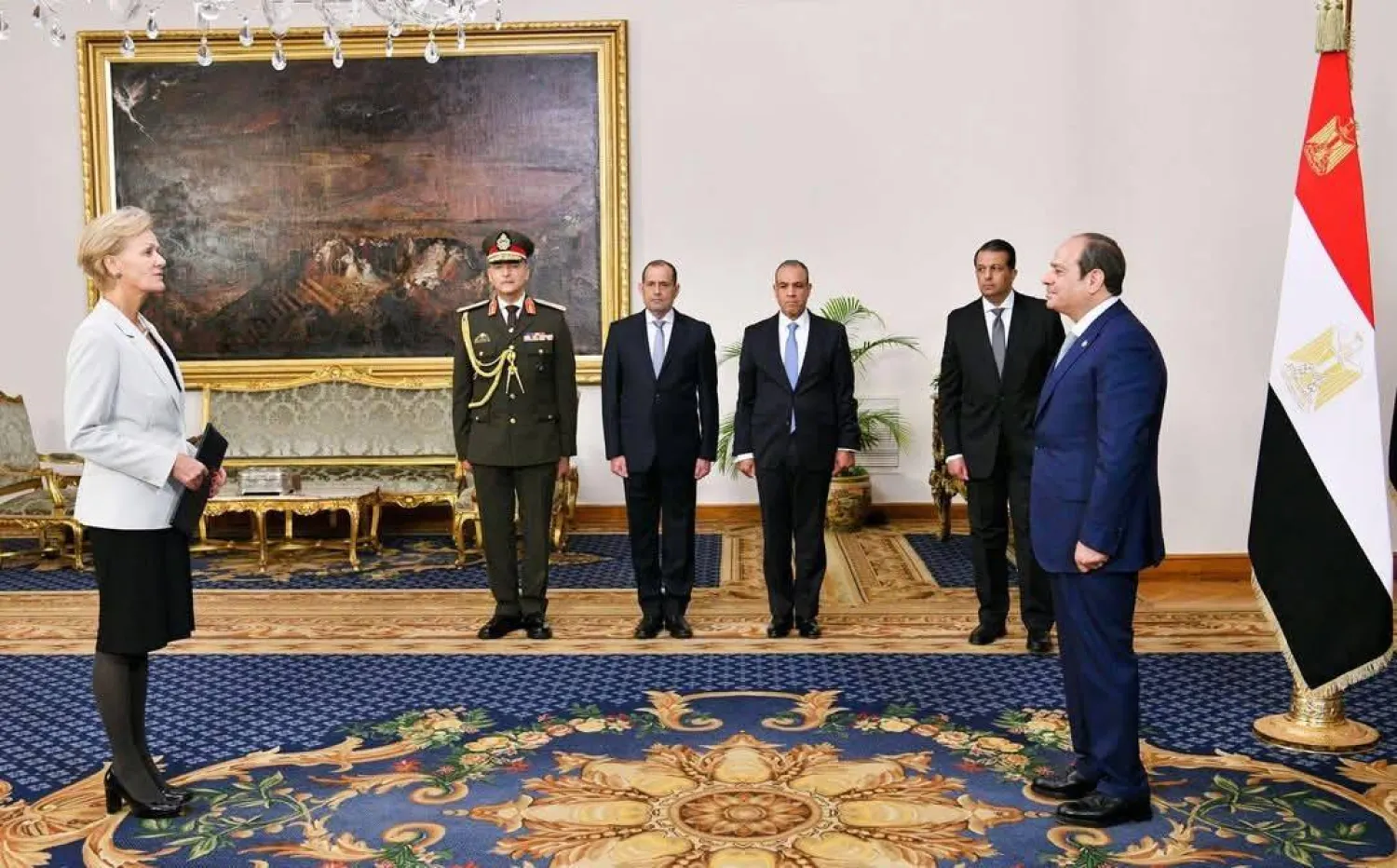 سفيرة الاتحاد الأوروبي أنجيلينا إيخهورست لدى مصر تُقدم أوراق اعتمادها للرئيس السيسي (الرئاسة المصرية)