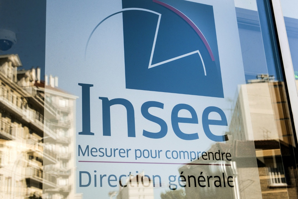 شعار المعهد الوطني الفرنسي للإحصاءات Insee في 14 حزيران/يونيو 2019 في مونروج في فرنسا (ا ف ب)   