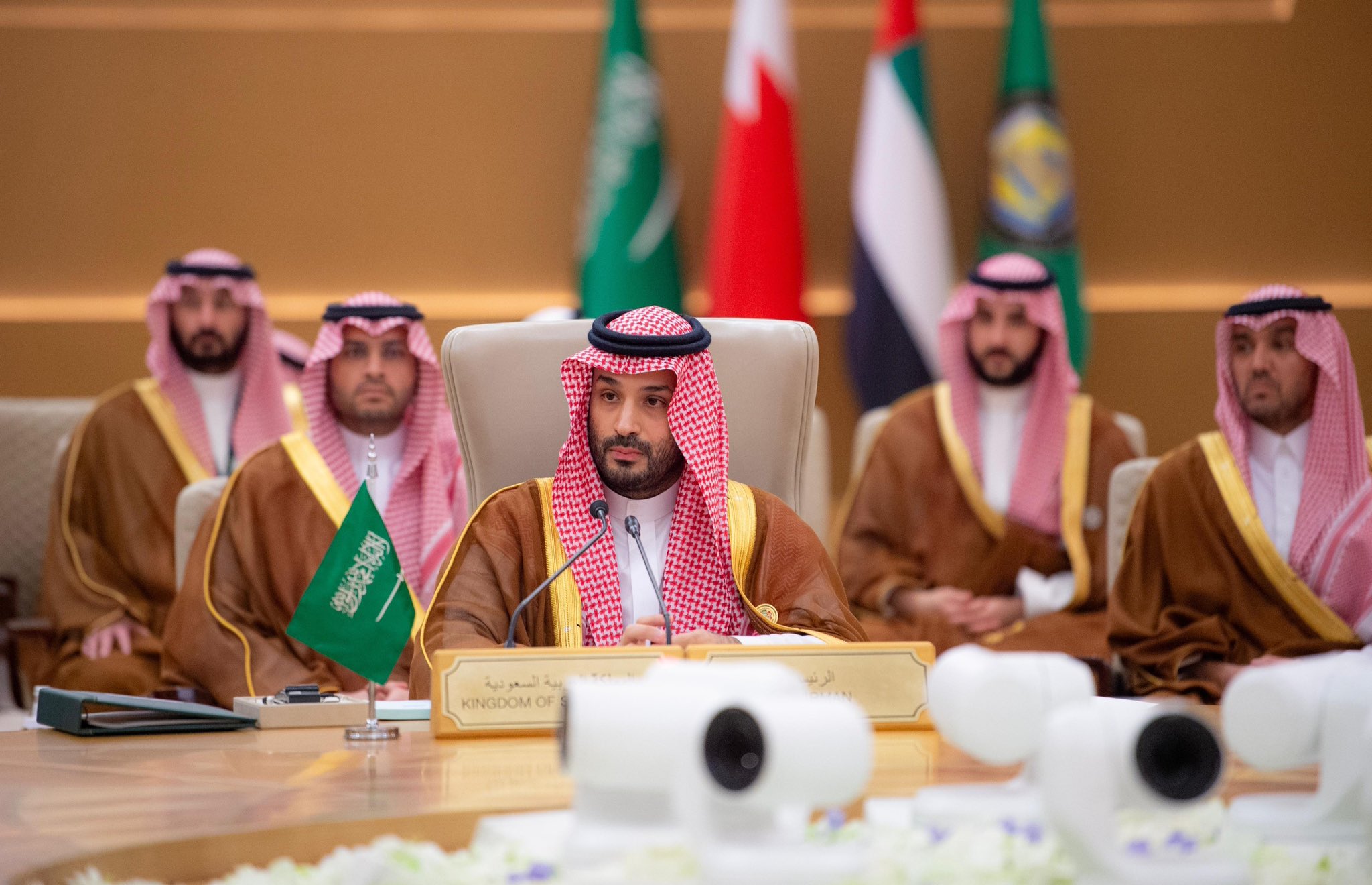 الامير محمد بن سلمان ولي العهد رئيس الوزراء السعودي يلقي كلمته في  القمة الخليجية الامريكية 2025 (واس)