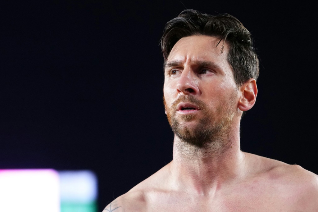    الأرجنتيني ليونيل ميسي نجم إنتر ميامي بعد الفوز على كولومبوس كرو في الدوري الأميركي لكرة القدم (أم أل أس). 31 أيار/مايو 2025. (أ ف ب)