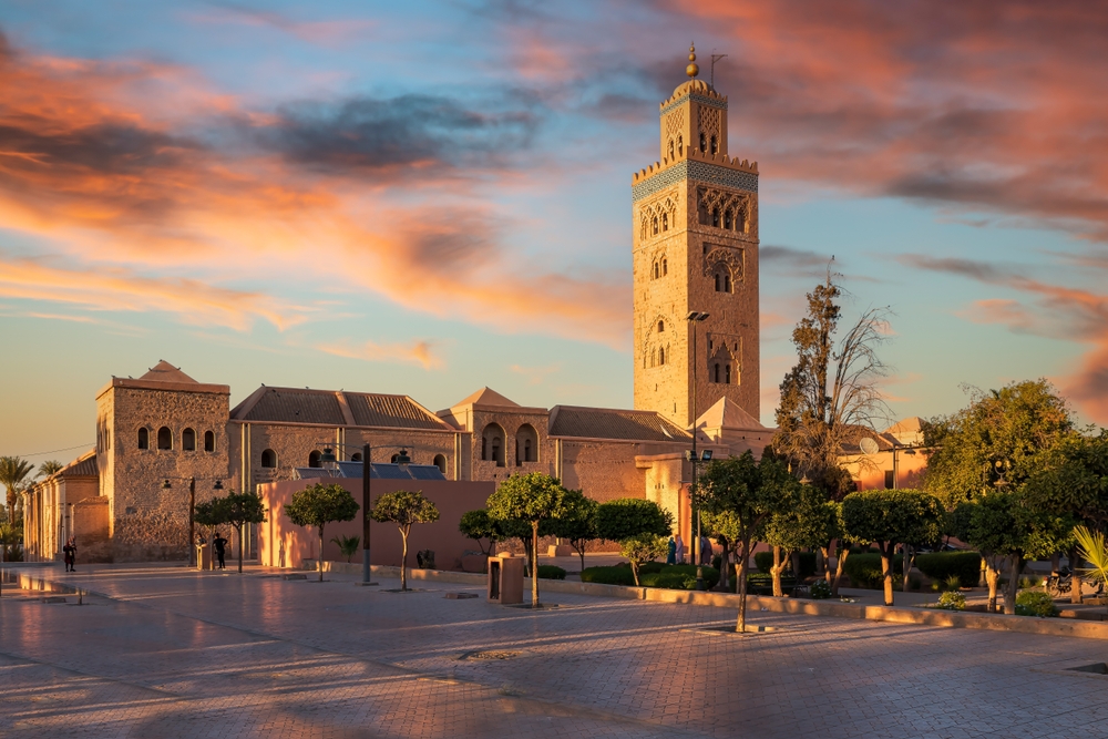 مسجد الكتبية عند غروب الشمس