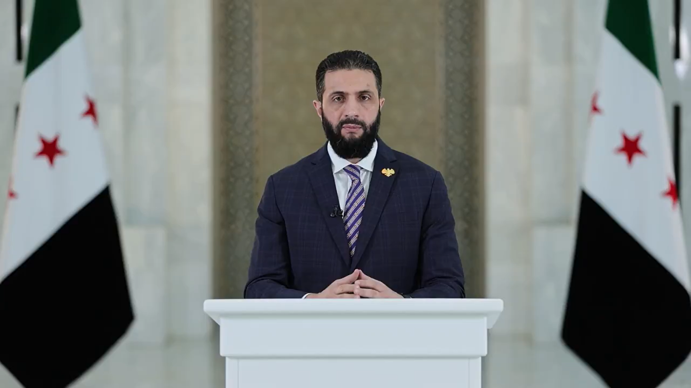 أحمد الشرع يلقي كلمة في دمشق، 17 يوليو 2025 (لقطة شاشة)