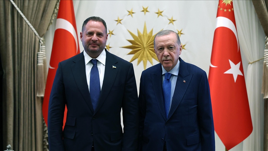 أردوغان يستقبل رئيس المكتب الرئاسي الأوكراني (الأناضول)