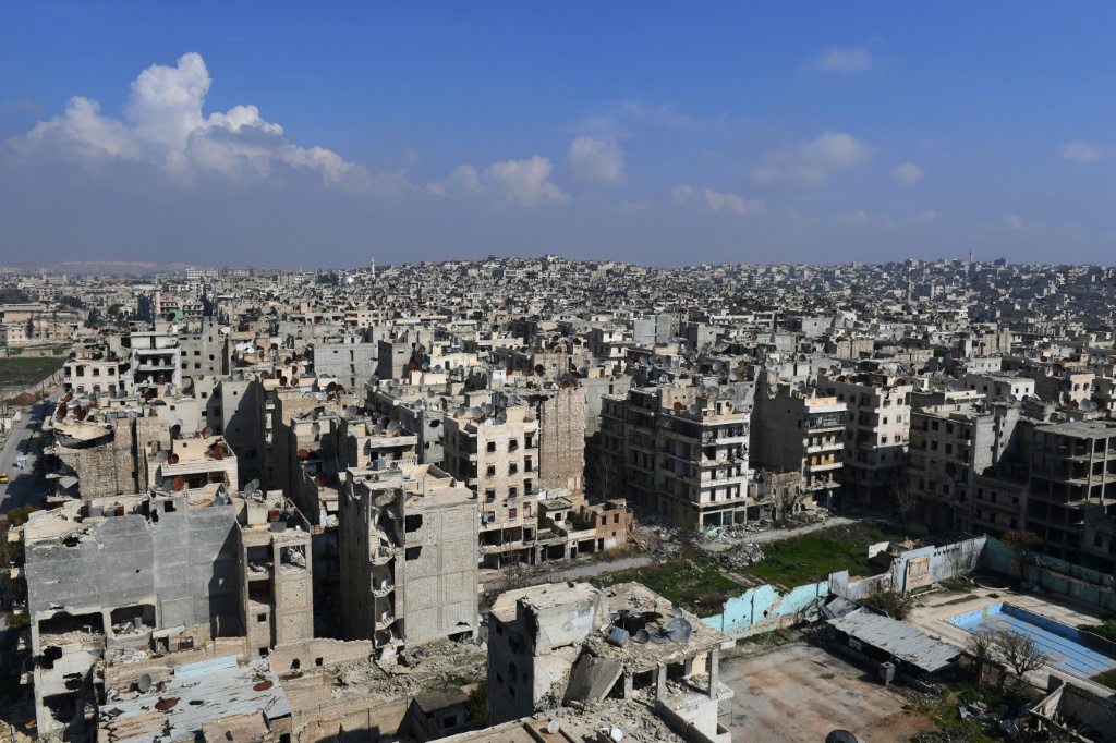 لقطة عامة لحي الشيخ مقصود في مدينة حلب بشمال سوريا في 23 شباط/فبراير 2018 (ا ف ب)