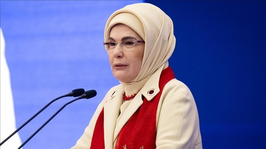 أمينة أردوغان: دولة فقدت بوصلة الأخلاق تحاول القضاء على شعب فلسطين (الأناضول)