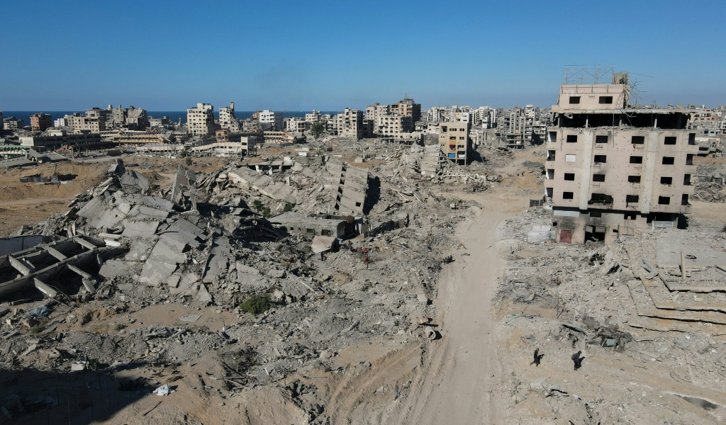صورة جوية في شمال غرب مدينة غزة في 15 تشرين الأول/أكتوبر 2025 (أ ف ب)
