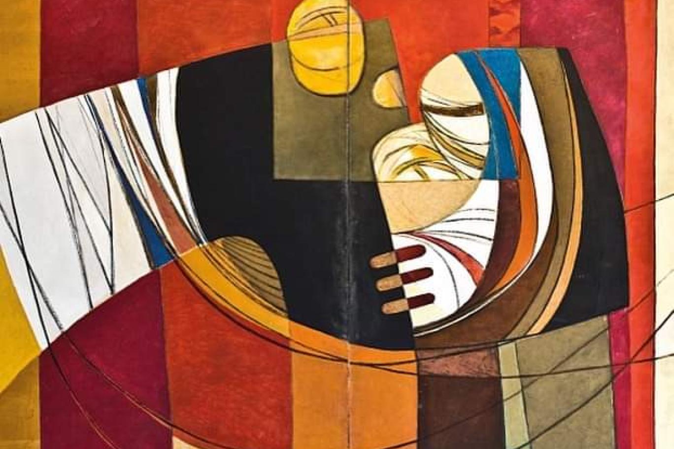 لوحة للرسام المغربي الراحل محمد القاسمي من معرضه (الخدمة الإعلامية)