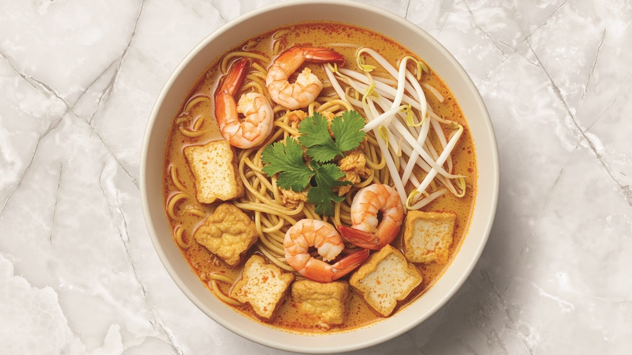 شوربة (نودلز اللاكسا) بالكاري وحليب جوز الهند.. على الطريقة الآسيوية الجنوبية (زهرة الخليج)