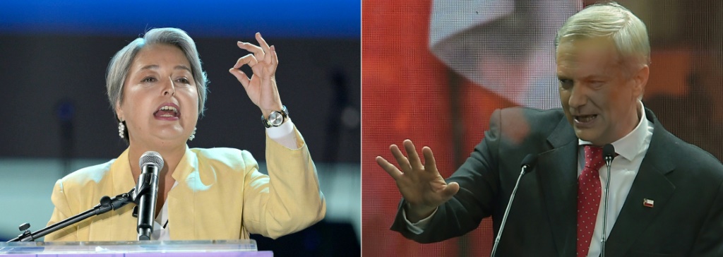 صورة مركبة للمرشحين للانتخابات الرئاسية في تشيلي جانيت خارا وخوسيه أنتونيو كاست (ا ف ب)