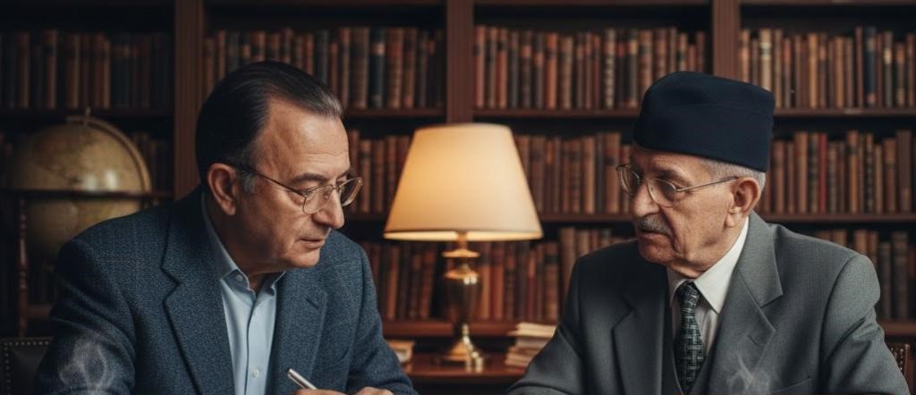 علي الوردي وإريك فروم (صورة بالذكاء صناعي)