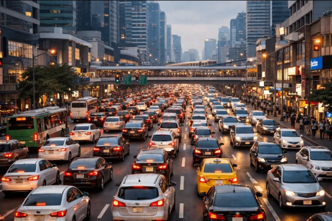 العيش قرب الطرق المزدحمة.. العلم يحذر من خطر خفي قد يبدأ منذ الطفولة (AI)