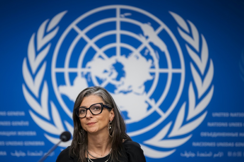 المقررة الأممية الخاصة المعنية بالأراضي الفلسطينية فرانشيسكا ألبانيزي في صورة مؤرخة 15 أيلول/سبتمبر 2025(ا ف ب)