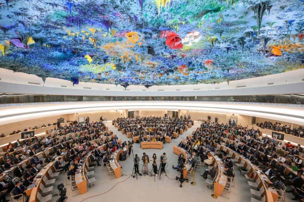لقطة عامة لمجلس حقوق الإنسان التابع للأمم المتحدة في جنيف بتاريخ 9 أيلول/سبتمبر 2024 (ا ف ب)