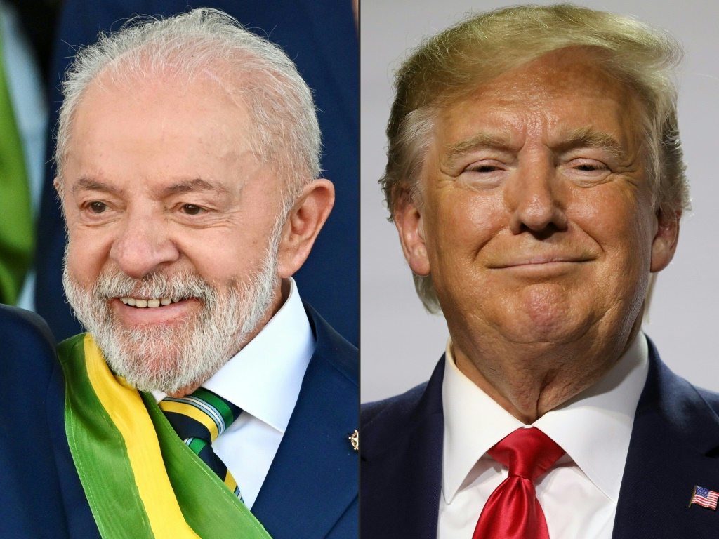 صورة مركبة أنشئت في 6 تشرين الأول/أكتوبر 2025 للرئيس البرازيلي لولا دا سيلفا في برازيليا في 7 أيلول/سبتمبر 2025 والرئيس الأميركي دونالد ترامب في جنوب غرب فرنسا في 26 آب/أغسطس 2019 ( ا ف ب)