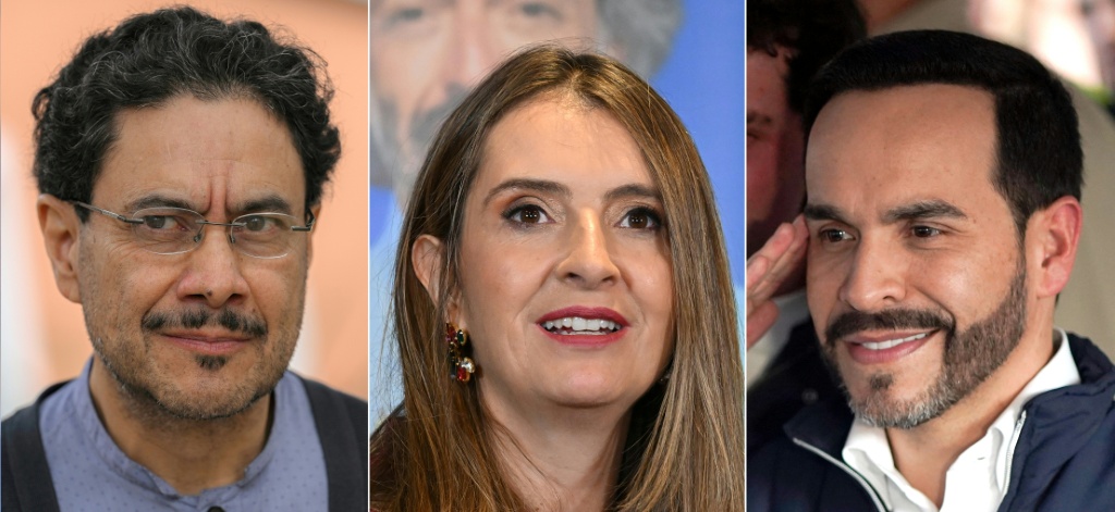المرشحون الرئاسيون في كولومبيا من اليسار إلى اليمين: إيفان سيبيدا وبالوما فالنسيا وأبيلاردو دي لا إيسبرييا (ا ف ب)