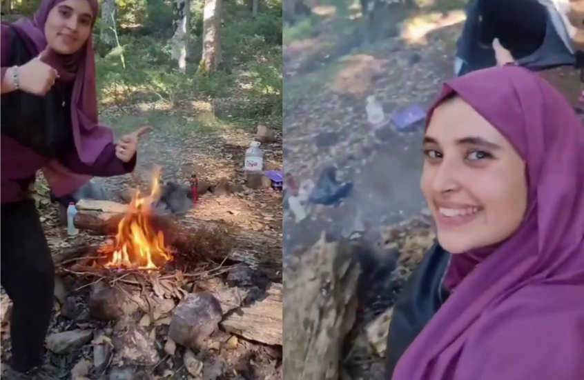 بعد حظر التخييم.. مؤثرة جزائرية شهيرة توقد النار في غابة وتشعل غضب النشطاء (متداول على مواقع التواصل الاجتماعي)