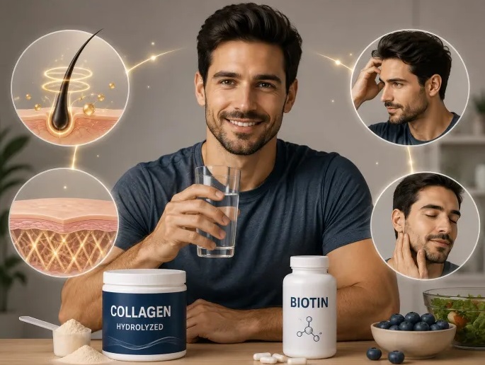 ماذا يحدث عند تناول الكولاجين والبيوتين معًا؟ (الرجل)