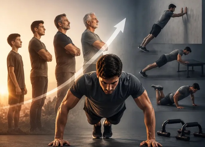 كيف تقارن قدرتك على أداء عدد تمارين الضغط حسب عمرك؟ (الرجل)