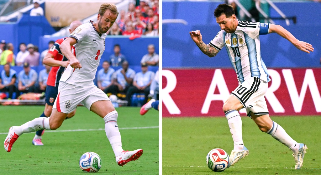 سيقود هاري كاين وليونيل ميسي إنكلترا والأرجنتين في معركة نصف نهائي كأس العالم 2026 لكرة القدم. (ا ف ب)