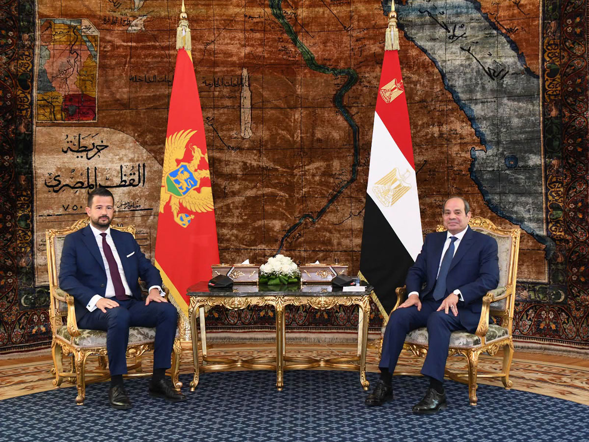 الرئيس المصري عبدالفتاح السيسي مع  ياكوف ميلاتوفيتش، رئيس مونتينيغرو، الذي يزور مصر حاليا )قنا)